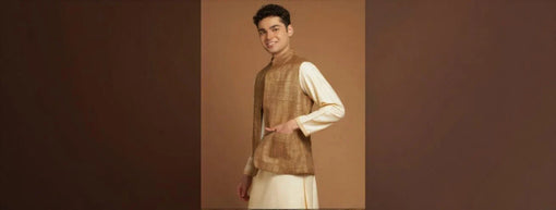 Kosa Silk Nehru jacket as designer Kurta set for wedding