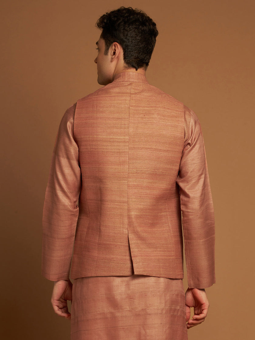 Ghicha Nehru Jacket with Textured Weave