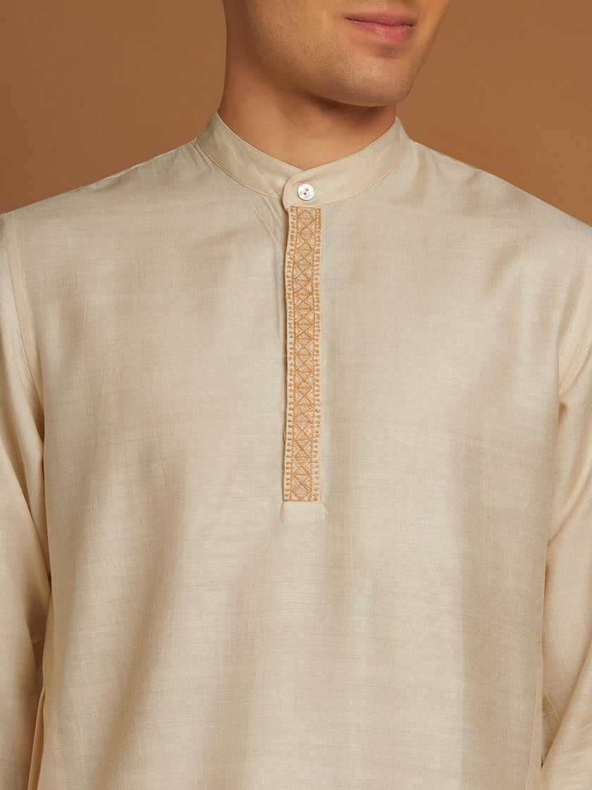 Tussar Silk Long Kurta with embroidery