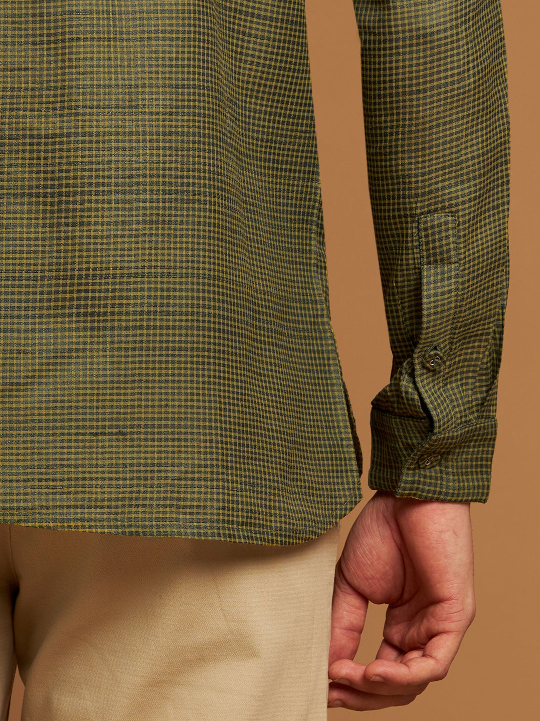 Short kurta with front yoke with contrast embroidery