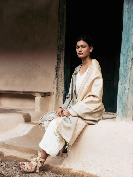 stole draping in Natural Kosa Silk Stole