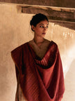 Handwoven Maroon Kosa Dupatta with Weft Motifs