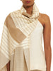 Handwoven Natural Kosa Stole with Stripes and Soft Textures