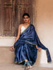 Handwoven Blue Saree with Off-white Motifs