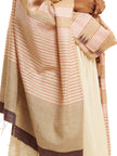 Handwoven Natural Kosa Silk Dupatta with Red and Brown Stripes