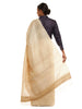 Handwoven Natural Kosa Silk Saree with White Temple Border