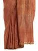 Handwoven Rust Kosa Saree with Gold and Silver Details