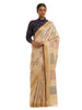 Handwoven Natural-Undyed Kosa Saree with Multicolour Motifs