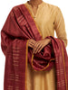 Handwoven Maroon Kosa Dupatta with Weft Motifs