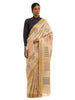 Handwoven Natural-Undyed Kosa Saree with Multicolour Motifs