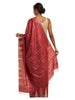 Handwoven Red Kosa with Off-white Temple Motifs in the Border