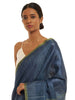 Handwoven Blue Saree with Off-white Motifs