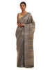 Handwoven Fossil Grey Kosa Saree with Lime Green Motifs