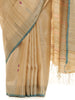 Handwoven Natural-Undyed Tussar Saree with Magenta and Blue Motifs