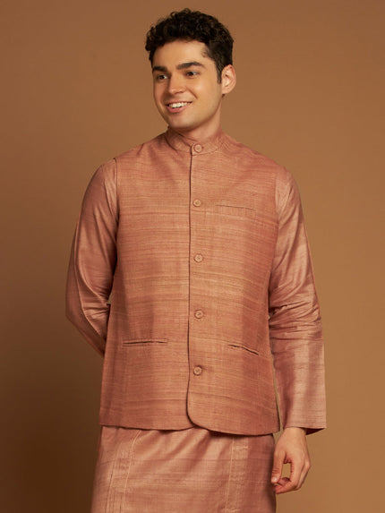 Ghicha Nehru Jacket with Textured Weave