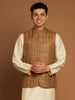 Ochre Kosa Nehru Jacket with Tribal Motif Embroidery