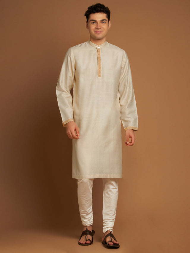 Tussar Silk Long Kurta with Aari Embroidery