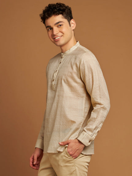 Natural Silk Kurta with Striped Fabric