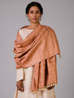 Handwoven rust Colour Gold Zari Kosa Stole