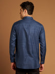 Indigo Kosa Shirt with Striped Fabric and Wooden Buttons