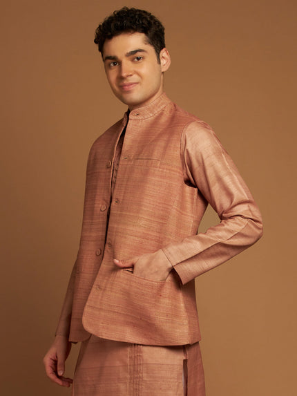 Ghicha Nehru Jacket with Textured Weave