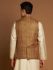 Ochre Kosa Nehru Jacket with Tribal Motif Embroidery