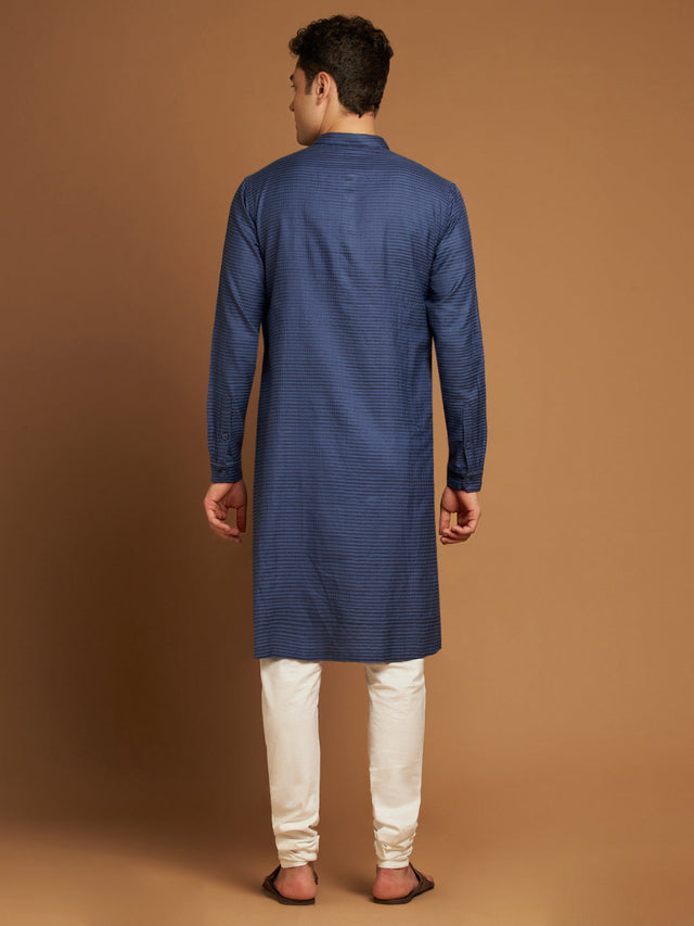 Indigo Kurta with Traditional Hindustani Design