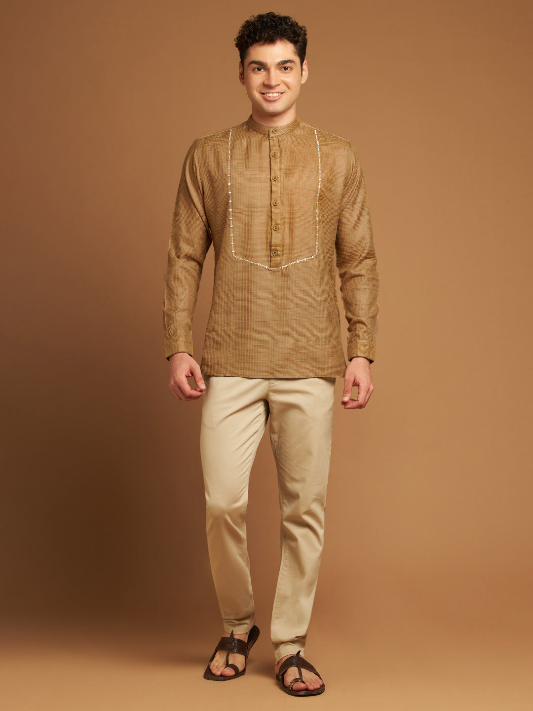 Kosa Relaxed Fit Kurta with Tribal Yoke Embroidery