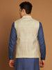 Classic Nehru Jacket in Ghicha silk with wooden buttons in Natural colour