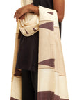 Handwoven Kosa Silk Dupatta with Brown Temple Motifs