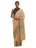 Handwoven Natural Kosa Silk Saree with Contemporary Black Stripes