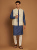 Classic Nehru Jacket in Ghicha silk with wooden buttons in Natural colour