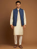 Classic Nehru Jacket in Ghicha silk with wooden buttons in Indigo