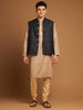 Classic Nehru Jacket in Ghicha silk with wooden buttons in Black