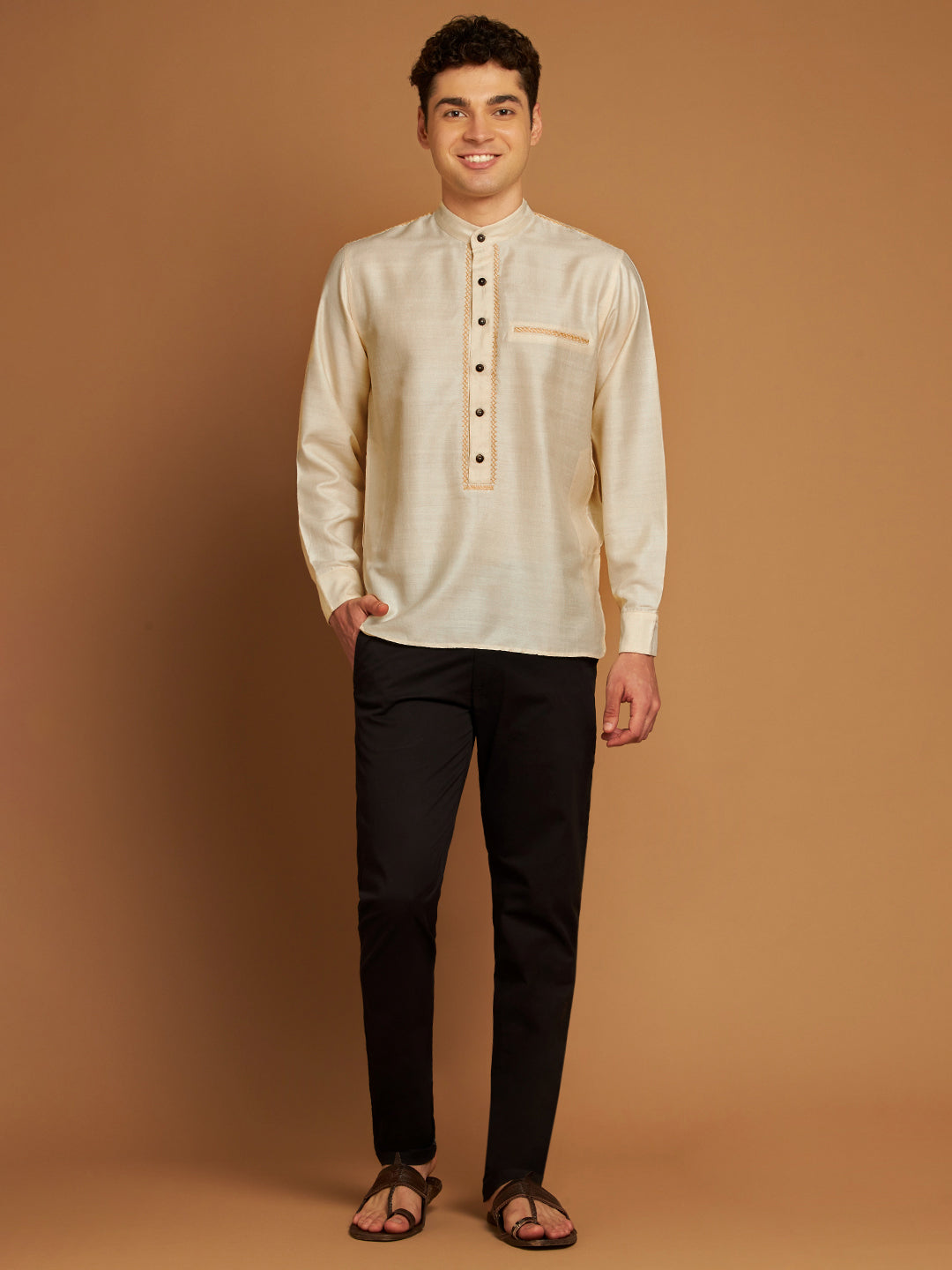 Classic Handcrafted Spun-Tussar Kurta with Embroidery