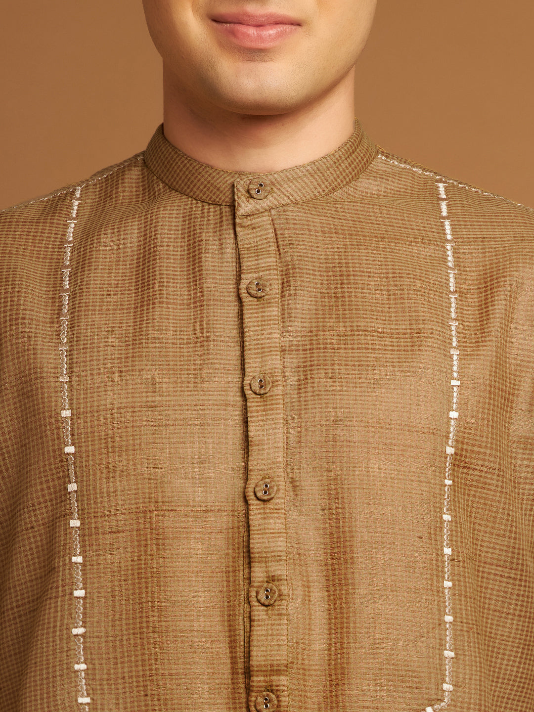 Kosa Relaxed Fit Kurta with Tribal Yoke Embroidery