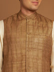 Ochre Kosa Nehru Jacket with Tribal Motif Embroidery