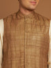 Ochre Kosa Nehru Jacket with Tribal Motif Embroidery