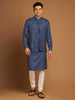 Indigo Ghicha Nehru Jacket with Tribal Cut-Sew Panels