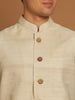 Classic Nehru Jacket in Ghicha silk with wooden buttons in Natural colour