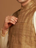 Ochre Kosa Nehru Jacket with Tribal Motif Embroidery